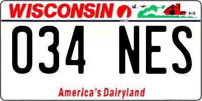 WI license plate 034NES