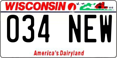 WI license plate 034NEW