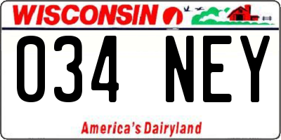 WI license plate 034NEY