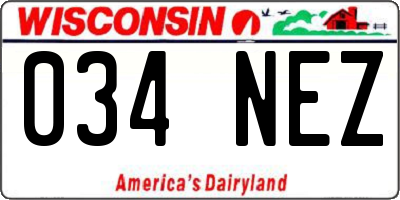 WI license plate 034NEZ