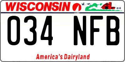 WI license plate 034NFB