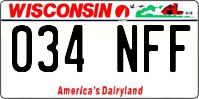 WI license plate 034NFF