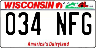 WI license plate 034NFG