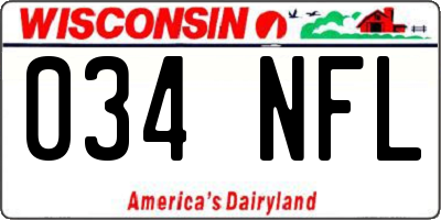 WI license plate 034NFL