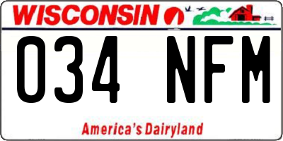 WI license plate 034NFM