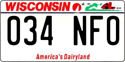 WI license plate 034NFO