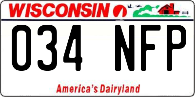 WI license plate 034NFP