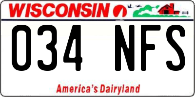 WI license plate 034NFS