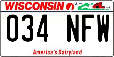 WI license plate 034NFW