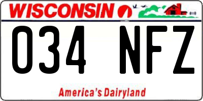 WI license plate 034NFZ
