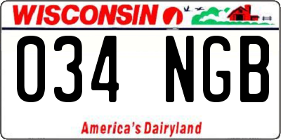 WI license plate 034NGB