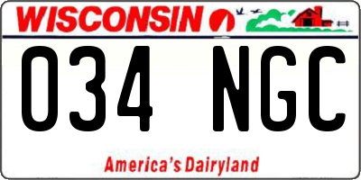 WI license plate 034NGC