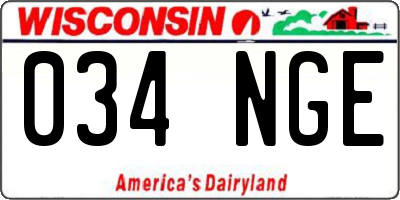 WI license plate 034NGE