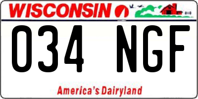 WI license plate 034NGF