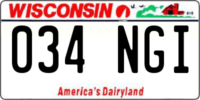 WI license plate 034NGI