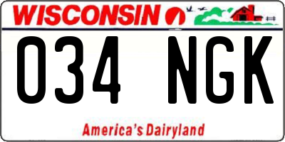WI license plate 034NGK