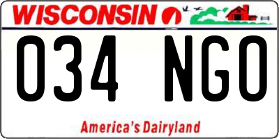 WI license plate 034NGO