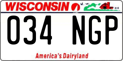 WI license plate 034NGP