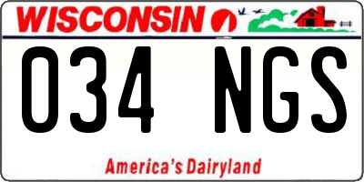 WI license plate 034NGS