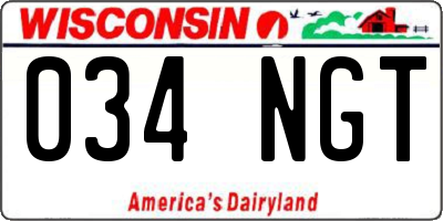 WI license plate 034NGT