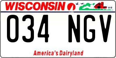 WI license plate 034NGV