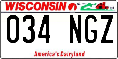 WI license plate 034NGZ