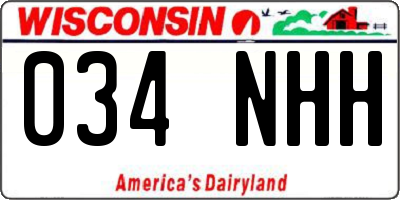 WI license plate 034NHH