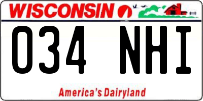 WI license plate 034NHI