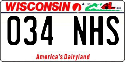 WI license plate 034NHS