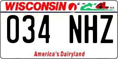 WI license plate 034NHZ