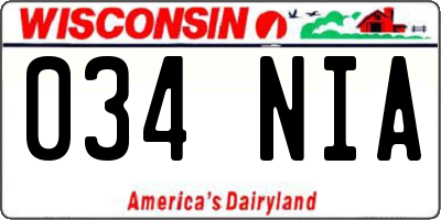 WI license plate 034NIA