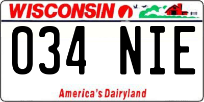 WI license plate 034NIE