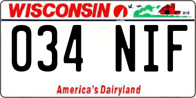 WI license plate 034NIF