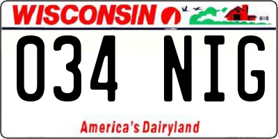 WI license plate 034NIG