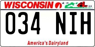 WI license plate 034NIH