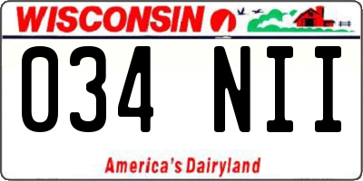 WI license plate 034NII