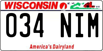 WI license plate 034NIM