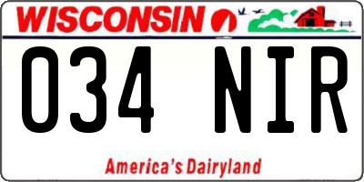 WI license plate 034NIR