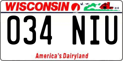 WI license plate 034NIU