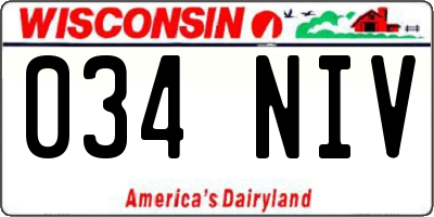 WI license plate 034NIV