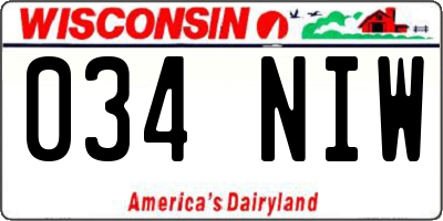 WI license plate 034NIW