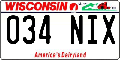 WI license plate 034NIX