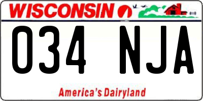 WI license plate 034NJA