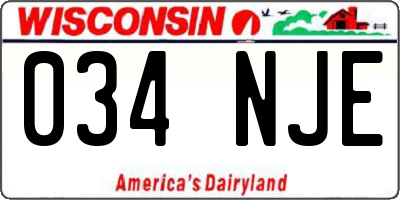 WI license plate 034NJE