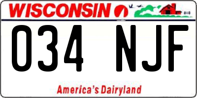 WI license plate 034NJF