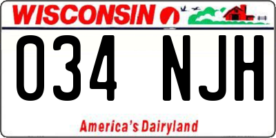 WI license plate 034NJH