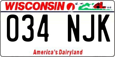 WI license plate 034NJK