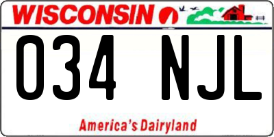 WI license plate 034NJL