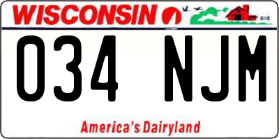 WI license plate 034NJM