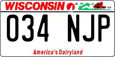 WI license plate 034NJP